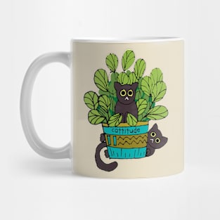 Black cats in planter Mug